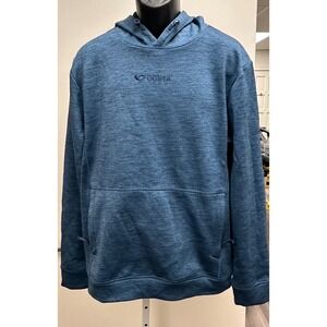 Costa Men's Blue Heathered Soft Fleece Lined Hoodie Sweatshirt Size M Fishing